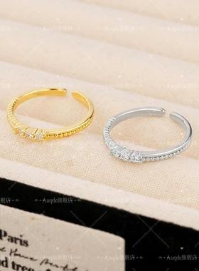 auQDE极细锆石素圈戒指女ins简约冷淡风指环轻奢小众设计感食指戒