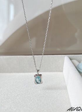 液化蓝色锆石项链女ins不规则