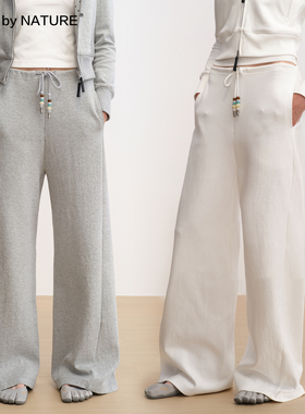 TRUE by NATURE 抽绳串珠窄腰头直筒侧缝弧形解构感宽松休闲卫裤
