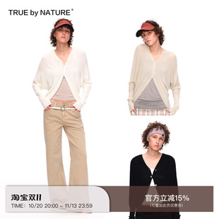 TRUE by NATURE 蝙蝠袖V领斗篷春季轻薄针织简约长袖开衫外套