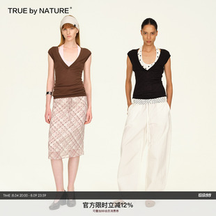 TRUE by NATURE 波点撞色设计感叠穿吊带背心女真两件套小众上衣