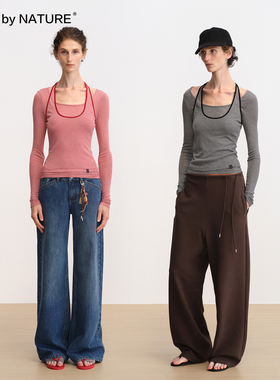 TRUE by NATURE 莱赛尔天丝羊毛假两件条纹长袖T恤收腰修身上衣