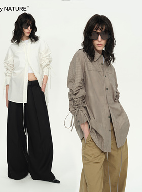 TRUE by NATURE 一衣多穿 设计感小众抽绳飘带廓形宽松长袖衬衫女