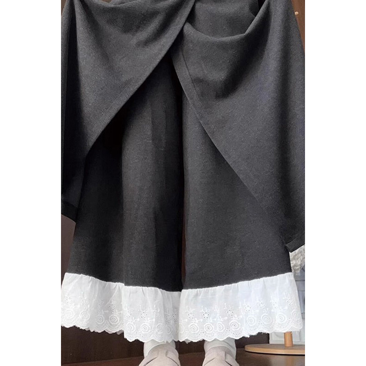 假两件时尚蕾丝花边阔腿裤女秋冬2026新款高腰慵懒风显瘦半身裙裤,女装/女士精品,休闲裤,淘宝优惠券,粉丝福利购,淘宝优惠卷