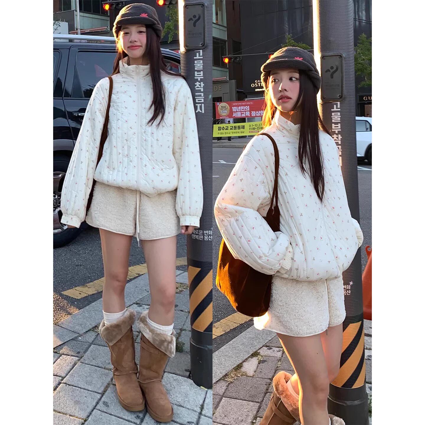 白色羊羔绒短裤女秋冬2025新款