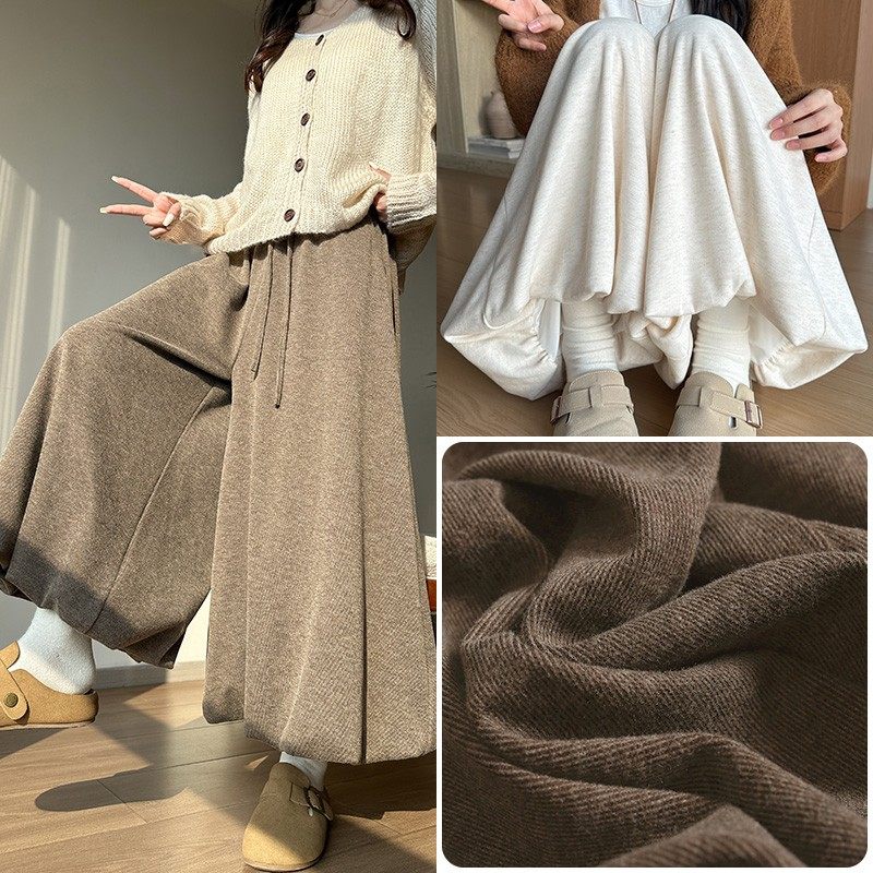 加绒花苞糯米裙裤女冬2026新款百搭日常高腰显瘦垂感羊羔绒阔腿裤,女装/女士精品,休闲裤,淘宝优惠券,粉丝福利购,淘宝优惠卷