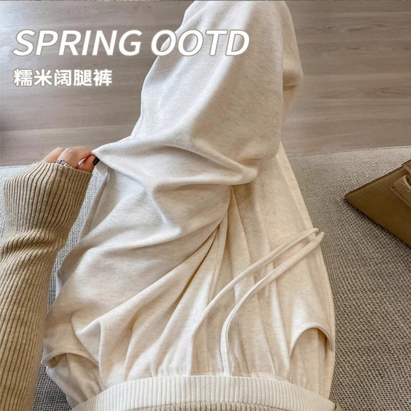 米白色糯米裤女加绒2026新款高腰垂感小个子慵懒风秋冬宽松阔腿裤,女装/女士精品,休闲裤,淘宝优惠券,粉丝福利购,淘宝优惠卷