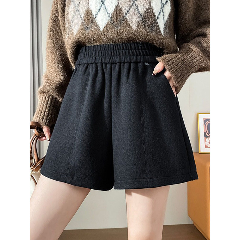 松紧高腰毛呢短裤女秋冬2026新款宽松显瘦阔腿裤百搭a字外穿靴裤,女装/女士精品,短裤,淘宝优惠券,粉丝福利购,淘宝优惠卷
