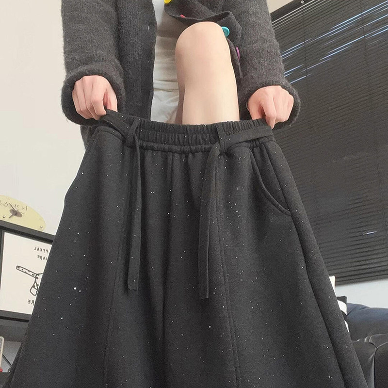 星空亮片羊绒弯刀裤女25秋冬款慵懒百搭显瘦加绒阔腿裤直筒休闲裤,女装/女士精品,休闲裤,淘宝优惠券,粉丝福利购,淘宝优惠卷