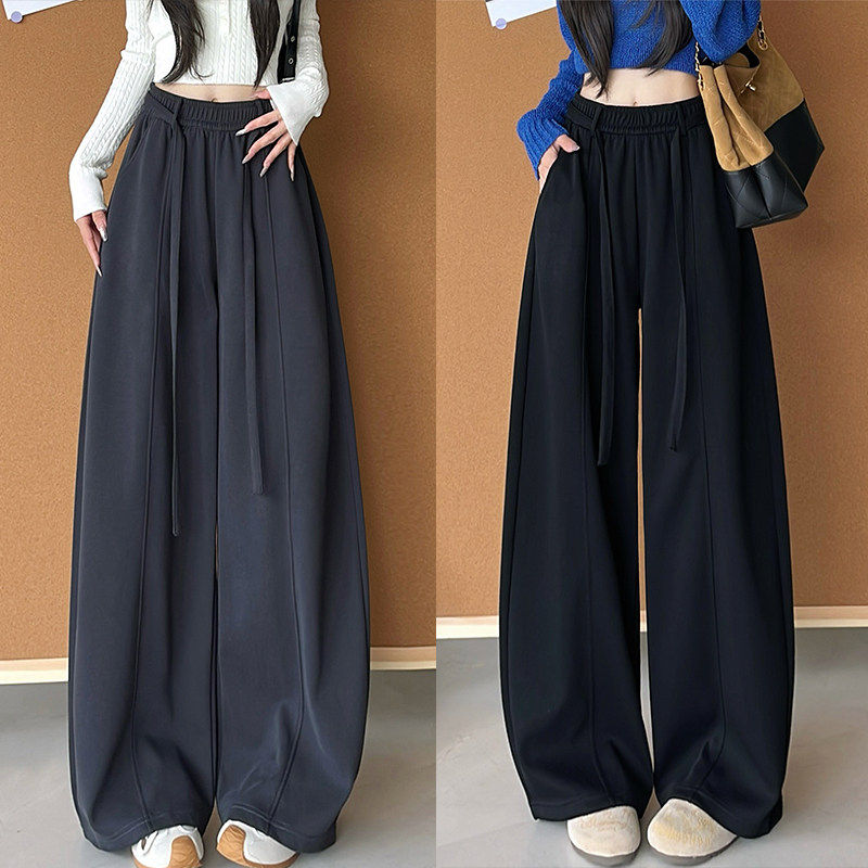 加厚加绒运动弯刀裤女秋冬2026新款百搭高腰显瘦直筒阔腿休闲裤,女装/女士精品,休闲裤,淘宝优惠券,粉丝福利购,淘宝优惠卷