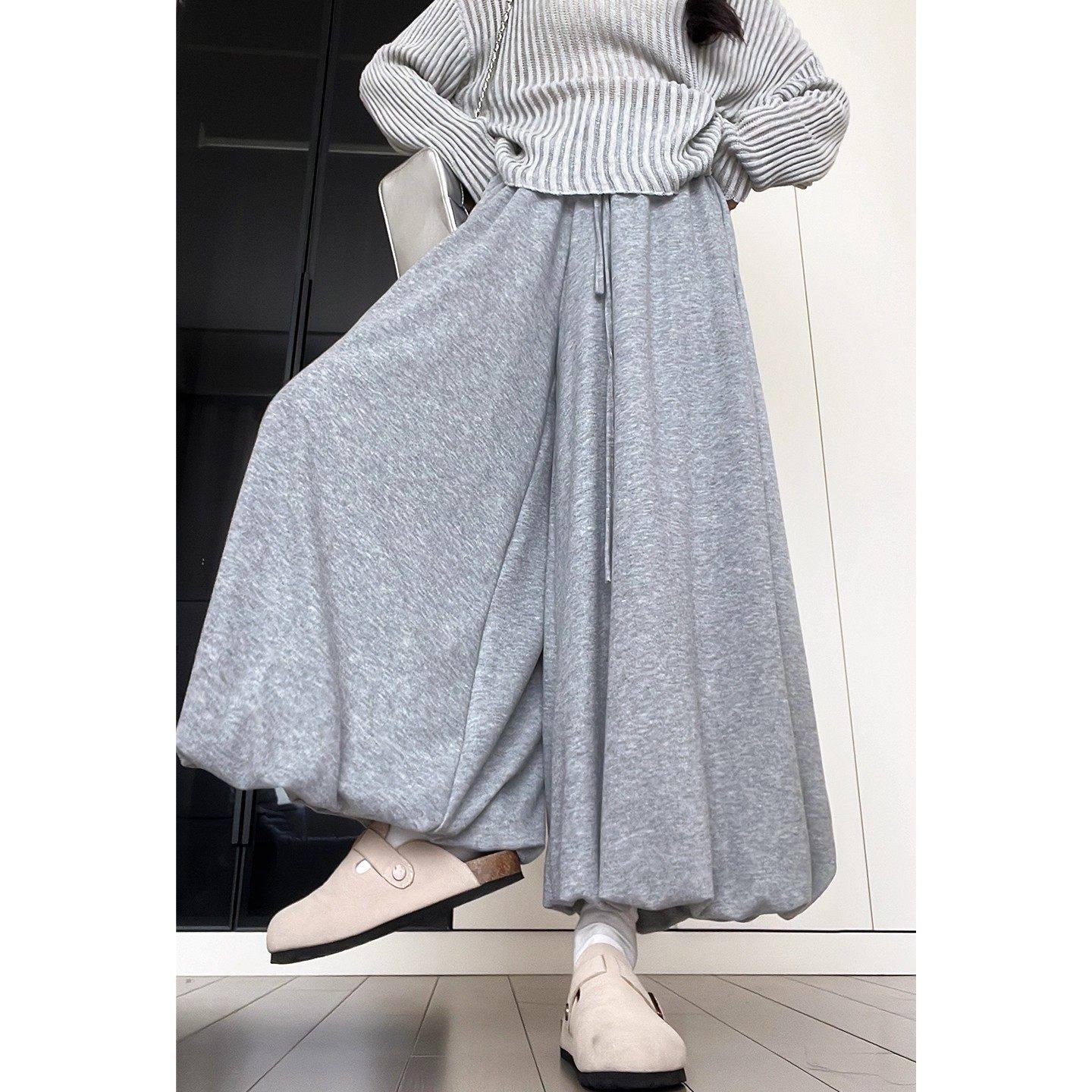 韩系慵懒风白色花苞裙裤女秋季2025新款高腰显瘦灯笼阔腿裤休闲裤,女装/女士精品,休闲裤,淘宝优惠券,粉丝福利购,淘宝优惠卷