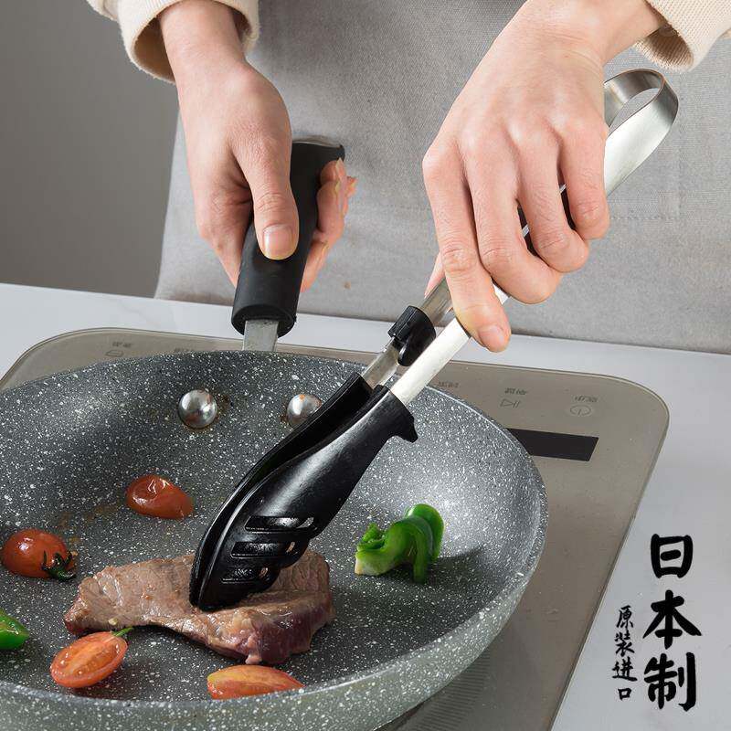 日本进口食品夹子厨房不锈钢煎牛排烤肉专用防烫烧烤食物夹耐高温