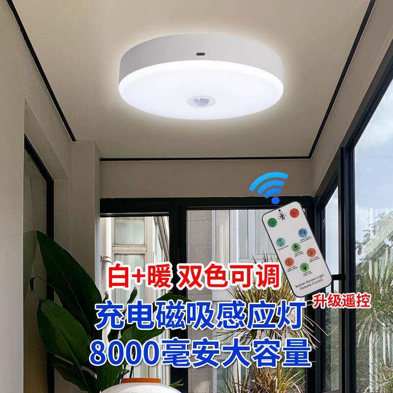 充电免布线入户玄关门口楼道卫生间LED感应夜灯吸顶进门遥控工地