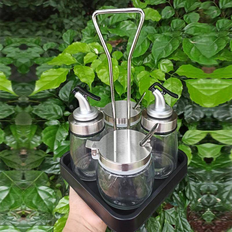 餐厅酱油醋调料瓶套装玻璃调味罐辣椒油罐商用食堂台面调料盒收纳