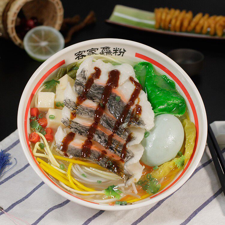新款仿真客家鱼粉砂锅粉炒粉食品模型橱窗装饰摆饰假汤面拍照道具