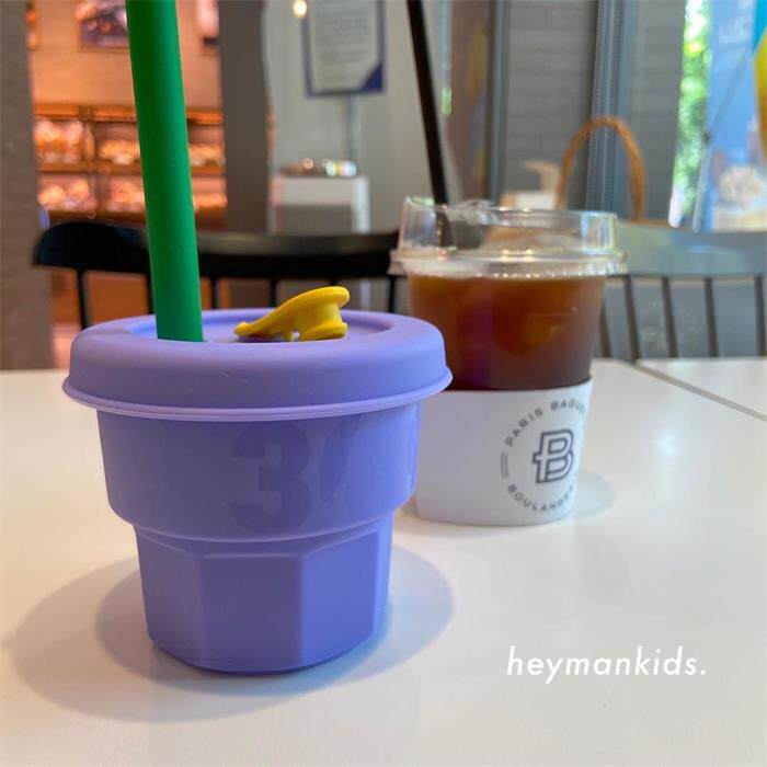 heymankids｜韩国beemymagic儿童硅胶吸管杯300ml耐热密封零食杯
