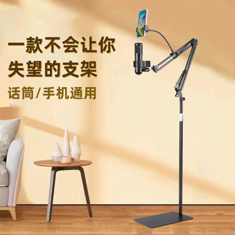 麦克风落地支架录音直播防震架立式手机平板通用电容话筒悬臂支架
