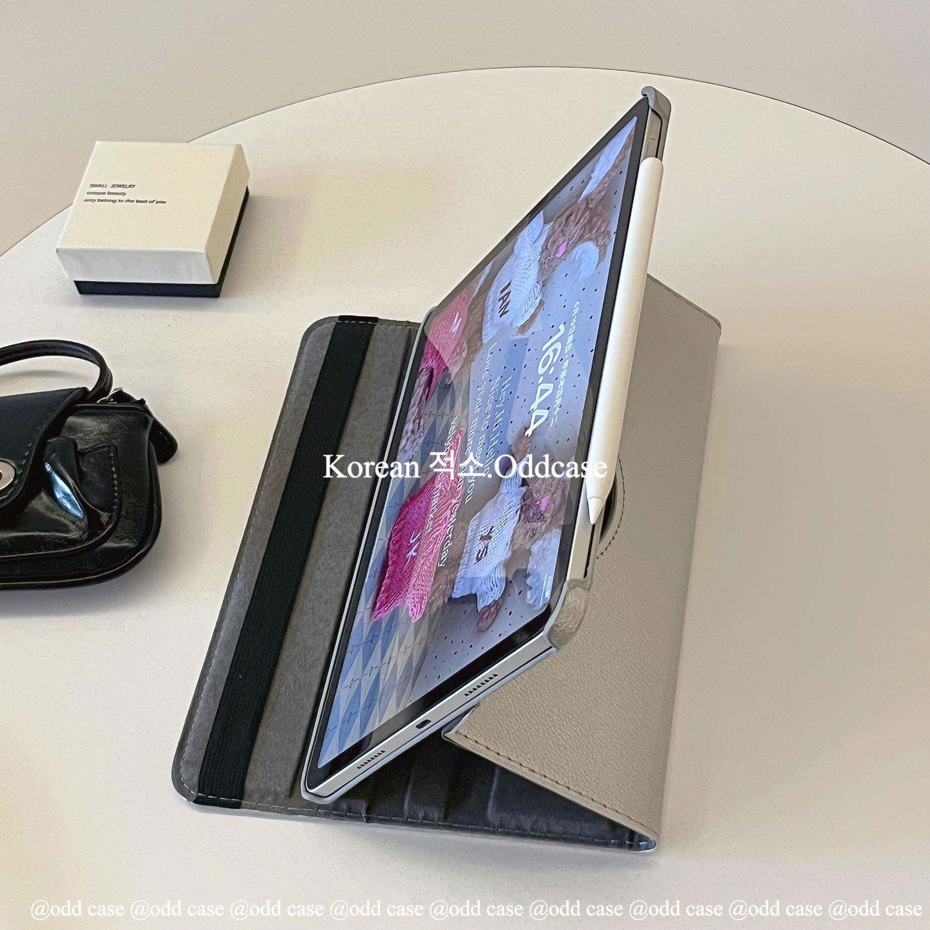 韩国ins银色平板保护套 ipad pro11/air6/10.9寸竖/横屏翻盖休眠/支架旋转壳 10代/9.7/10.2皮套迷你45/mini