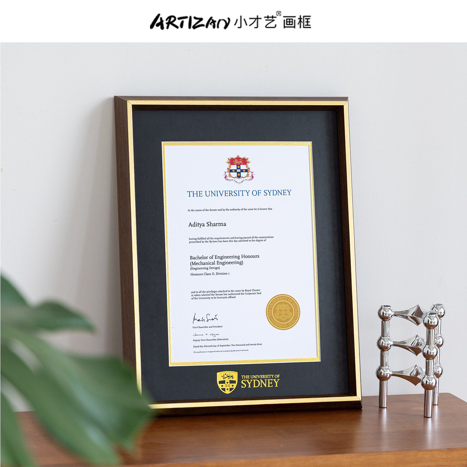 毕业相框英国澳洲留学悉尼大学装裱挂墙实木A4荣誉证书展示框定制