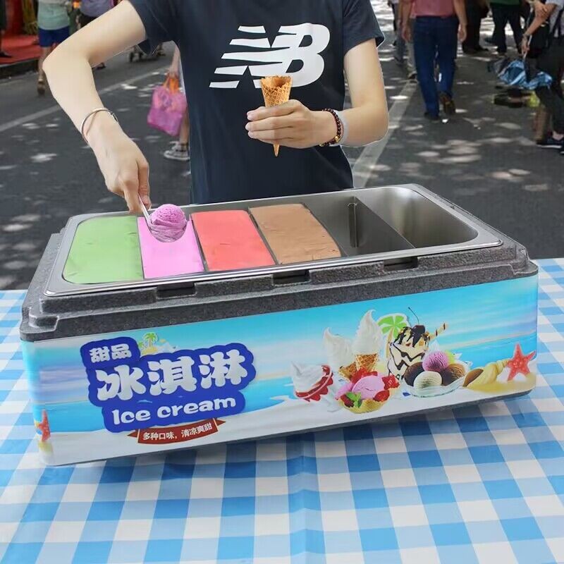 商业摆摊冰淇淋箱摆摊户外EPP高密度泡沫保温箱食堂份数盘冷藏盒