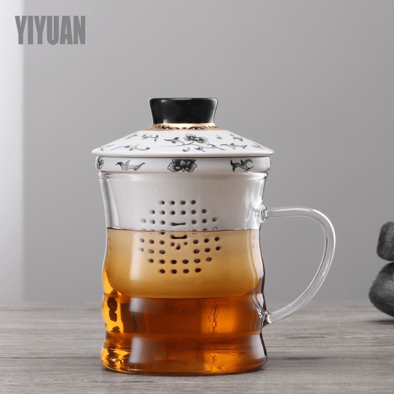 玻璃水杯茶水分离泡茶杯子办公室男女士个人专用陶瓷过滤带盖子茶