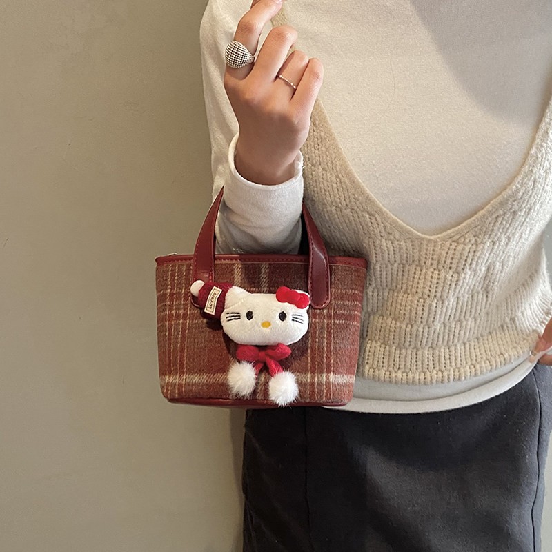 可爱卡通儿童包包新年拜年小女孩宝宝红包洋派秋冬格纹公主斜挎包