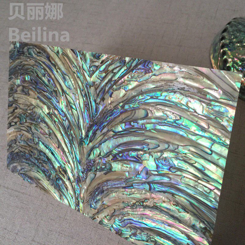 厂家直销蓝绿刀纹天然鲍鱼贝壳纸M形创意特色设计镶嵌装饰贴片料