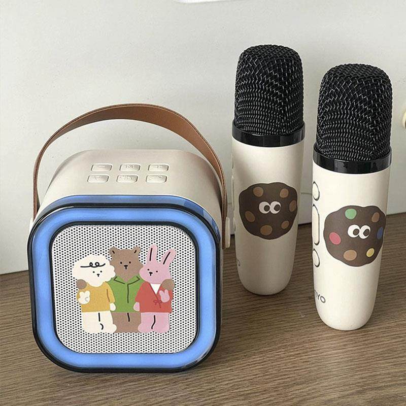 迷你蓝牙音响唱歌手持带话筒复古音箱KTV小型便携高音质可爱无线