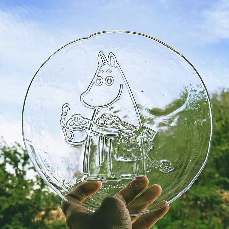 出口芬兰muurla手工玻璃盘子姆明moomin餐具北欧创意西餐盘水果盘