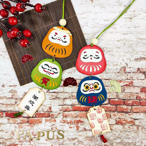 Papus幸运达摩刀模带文字 可配镂空板遮蔽板新年手工手账中式日式