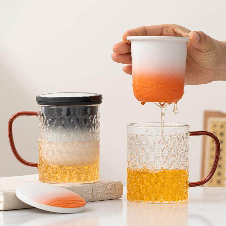 玻璃泡茶杯带盖陶瓷过滤水杯男女个人专用茶水分离杯办公室喝茶杯