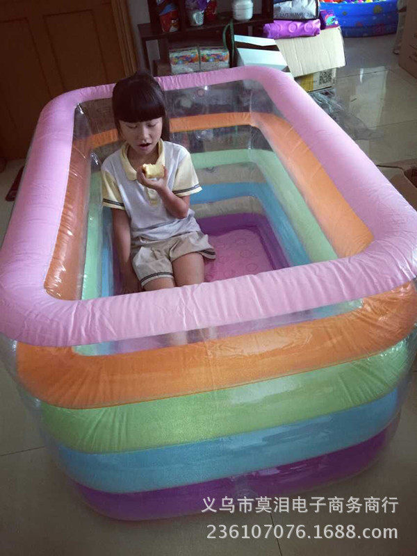 盈泰四环加厚充气泳池 海洋球池 彩虹戏水池 宝宝游泳池