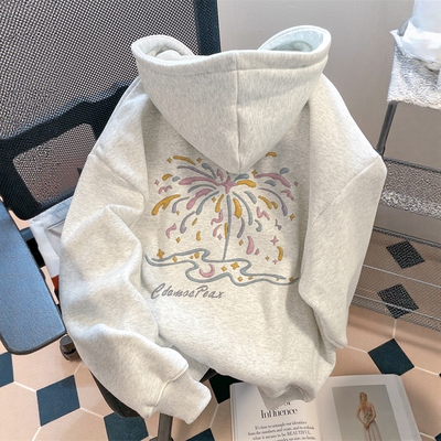 潮牌oversize新年烟花卫衣男女童