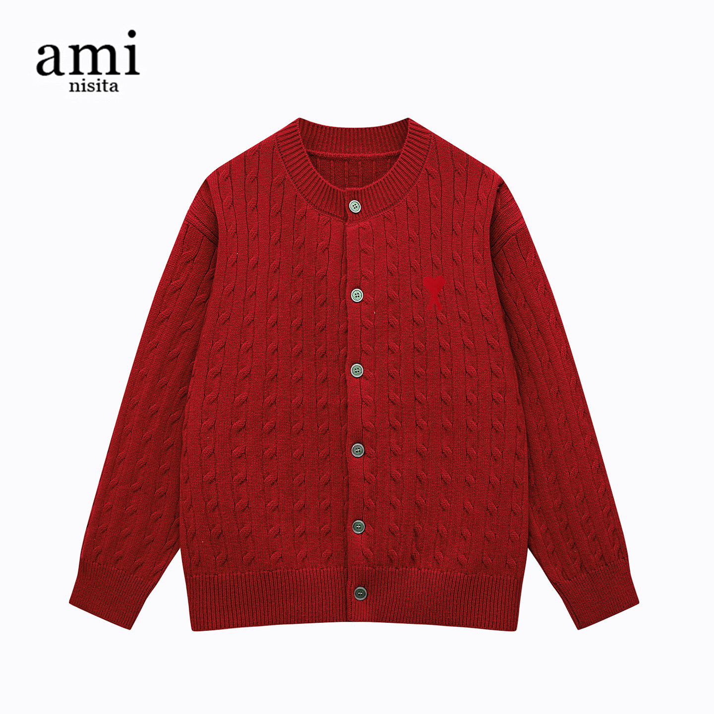 AMI韩版慵懒风情侣开衫针织毛衣