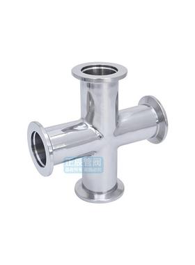 304不锈钢真空四通接头kf40快装16卡盘管件25异径50等径法兰焊接