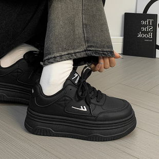 女2026春季 百搭板鞋 新款 休闲学生厚底增高小黑鞋 回力鞋 爆款 子女鞋