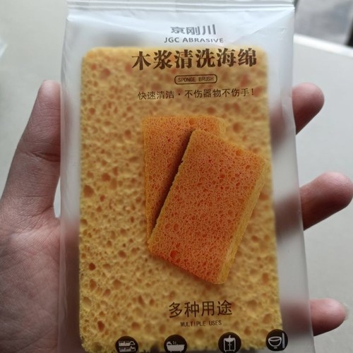 京刚川木浆清洗海绵擦刷碗刷锅百洁布厨房洗碗块家用抹布清洁木浆