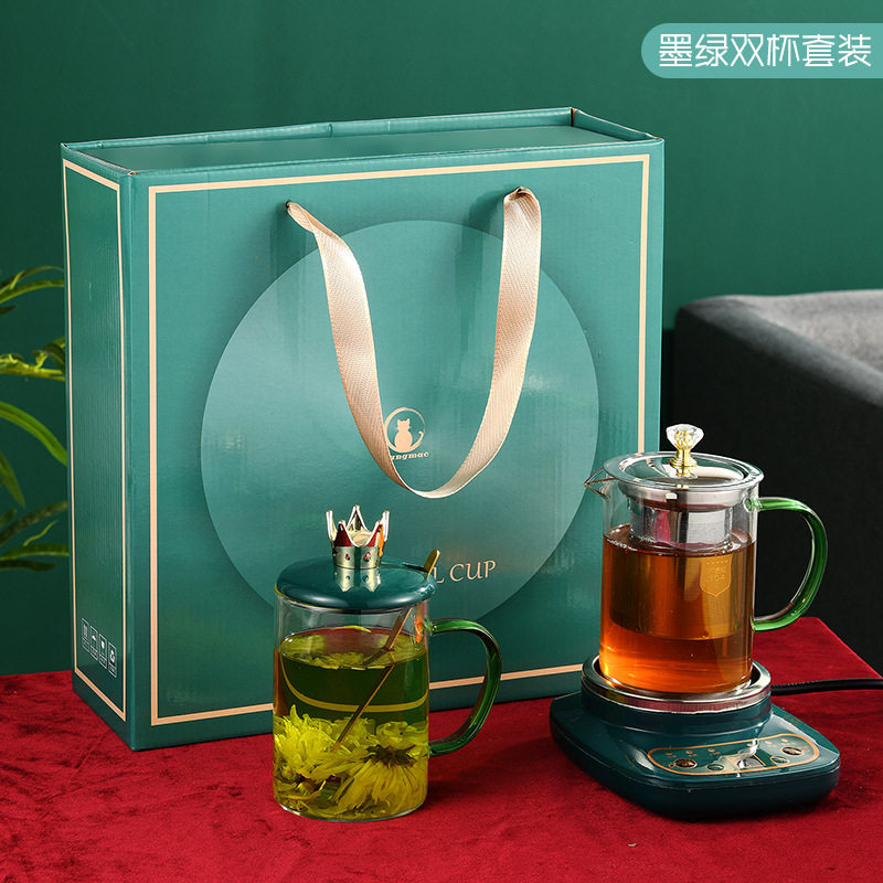 智能养生杯办公室分体煮茶器炖煮花茶杯高硼玻璃杯烧水壶恒温礼品