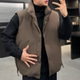 简约纯色高级感保暖防风抗寒潮流百搭男士 冬季 新款 纽扣立领棉马甲