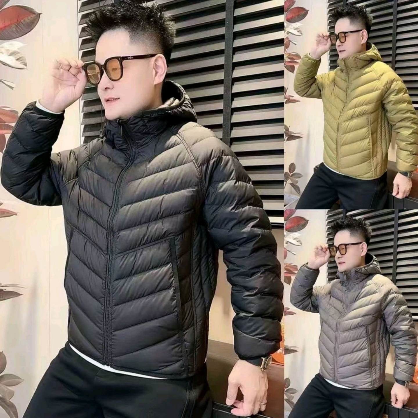 冬季新品防风保暖两面穿设计感棉服男士经典纯色百搭连帽棉服外套