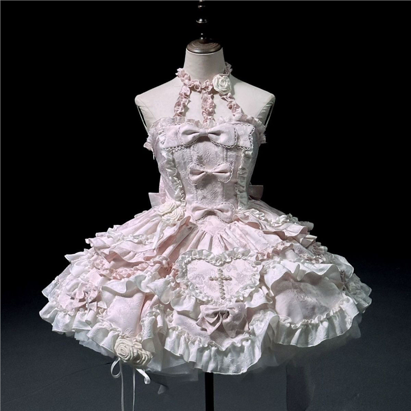 芙蝶之心粉色結原創洋裝j