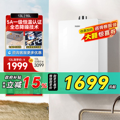 海尔官方燃气热水器KE5白月光天然气水伺服家用恒温静音洗澡42