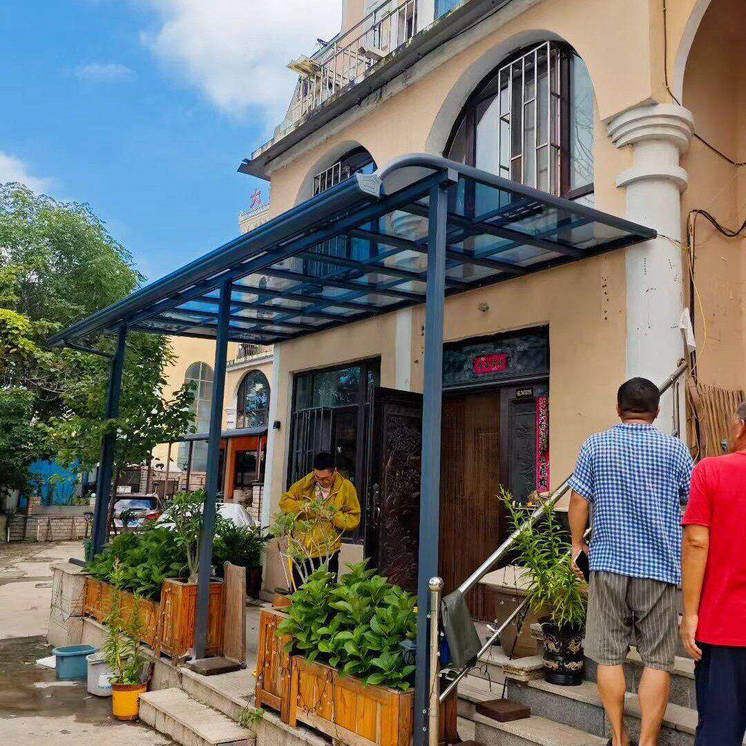 R型棚楼顶阳台帐篷铝合金遮阳棚PC耐力板顶棚户外庭院雨棚防水