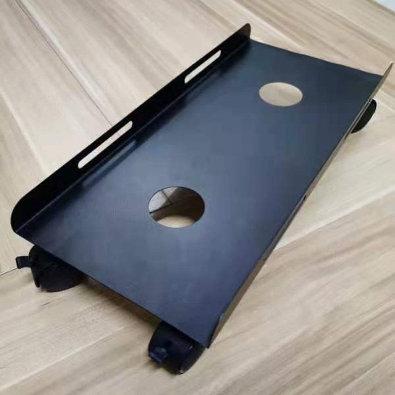 台式电脑机箱托盘可移动主机托现代金属散热加高带滑轮大号置物架