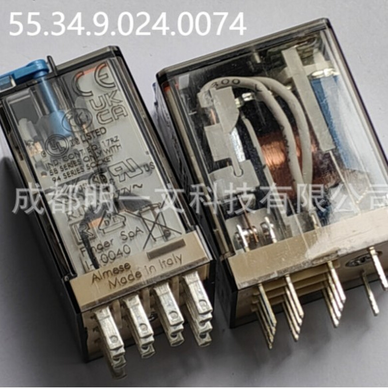 55.34.9.024.0074继电器Finder继电器24V直流4刀双掷4极芬德全新