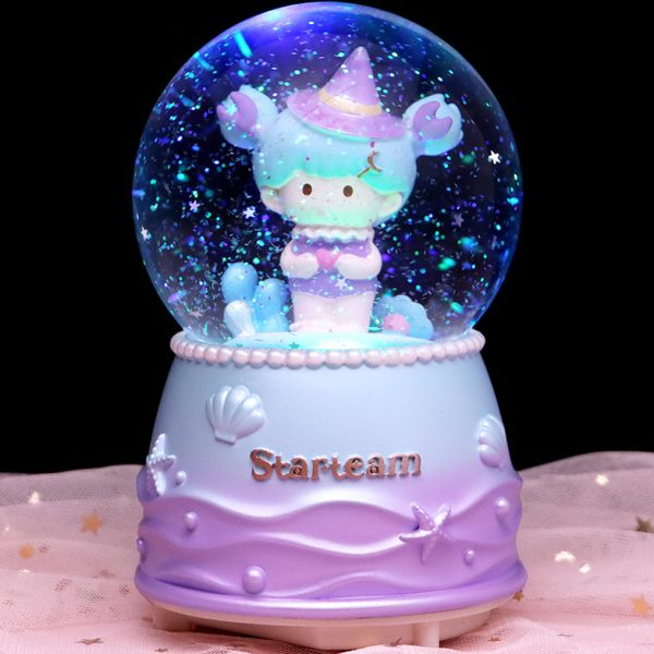 创意彩灯飘雪摩羯天蝎水平处女星座天团水晶球音乐盒儿童生日礼物