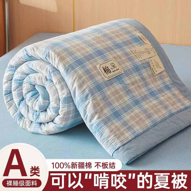 新疆棉花纯棉夏凉被100全棉可机洗水洗空调被春秋单人夏天薄被子