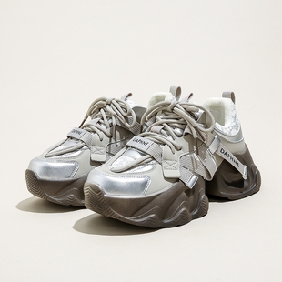 达芙妮厚底老爹鞋女2025新款冬季百搭运动休闲女鞋加绒加厚老爹鞋