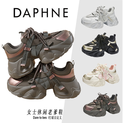 达芙妮老爹鞋厚底增高春秋系带