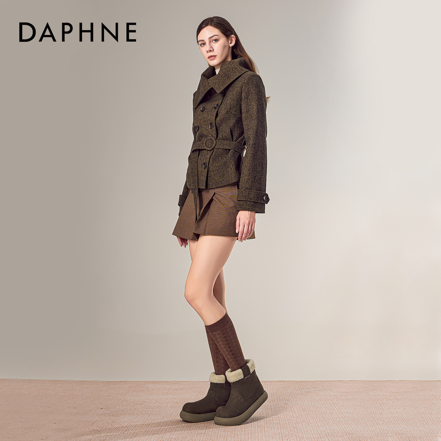 达芙妮雪地靴女2025新款冬季加绒